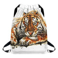 Watercolor Tiger Print Drawstring Backpack