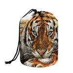 Watercolor Tiger Print Drawstring Makeup Bag