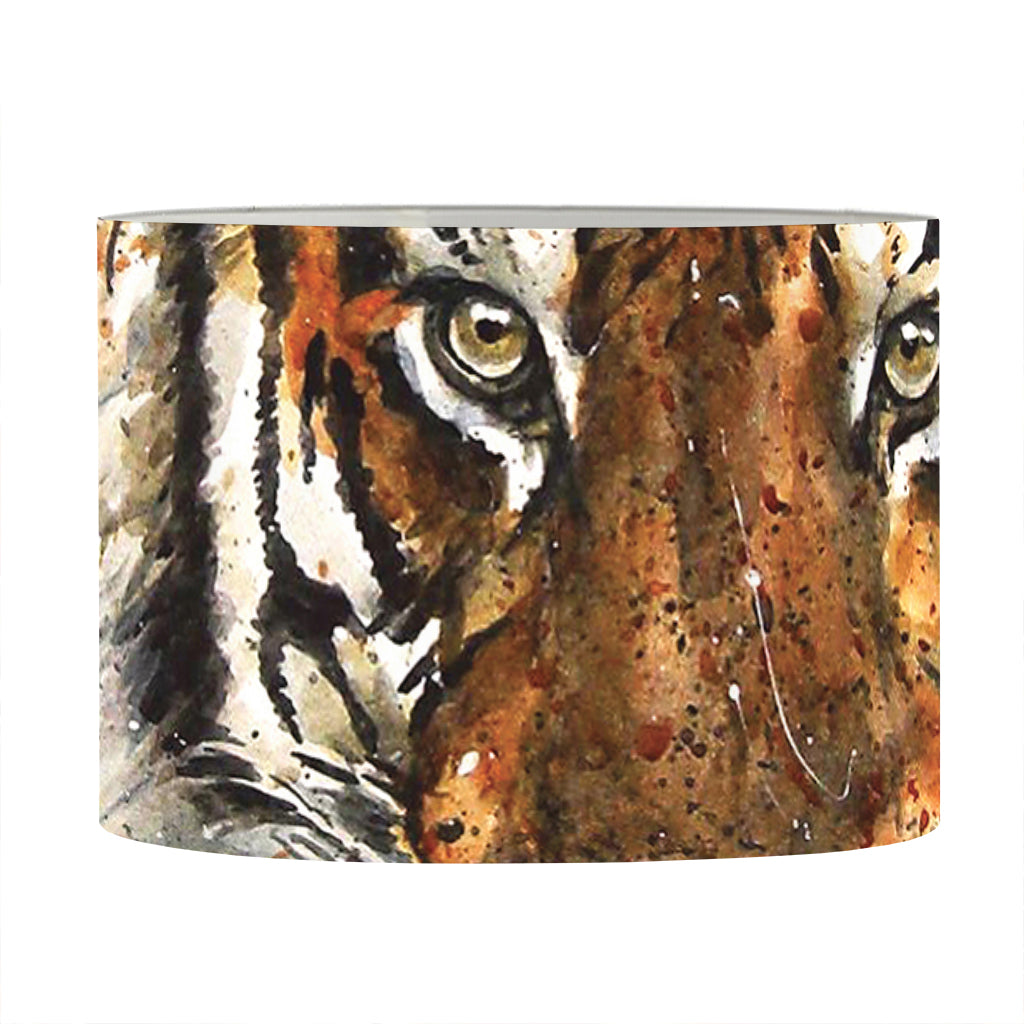 Watercolor Tiger Print Drum Lamp Shade