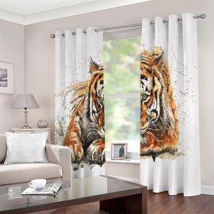 Watercolor Tiger Print Extra Wide Grommet Curtains