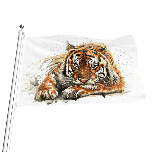 Watercolor Tiger Print Flag