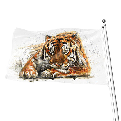 Watercolor Tiger Print Flag