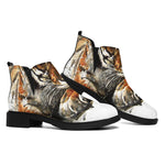 Watercolor Tiger Print Flat Ankle Boots