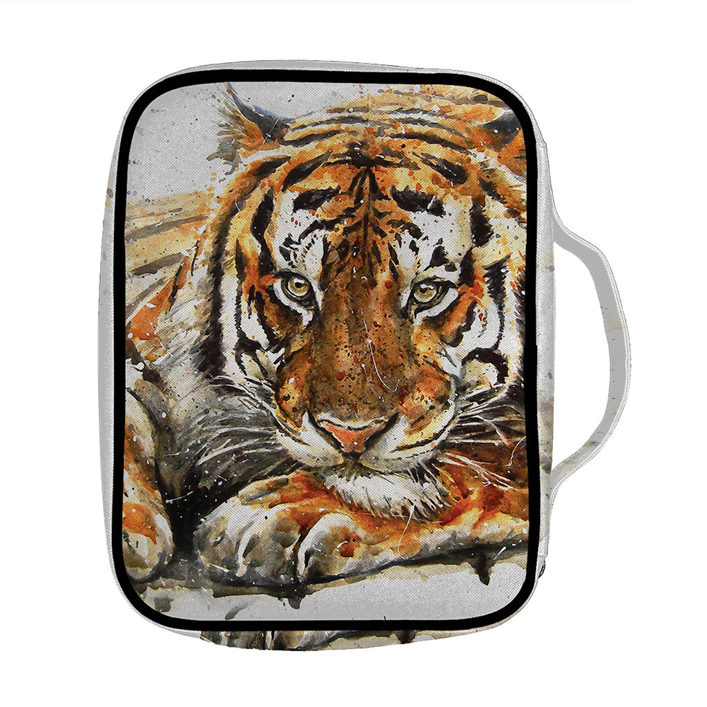 Watercolor Tiger Print Front Pocket Bible Bag