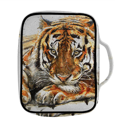 Watercolor Tiger Print Front Pocket Bible Bag