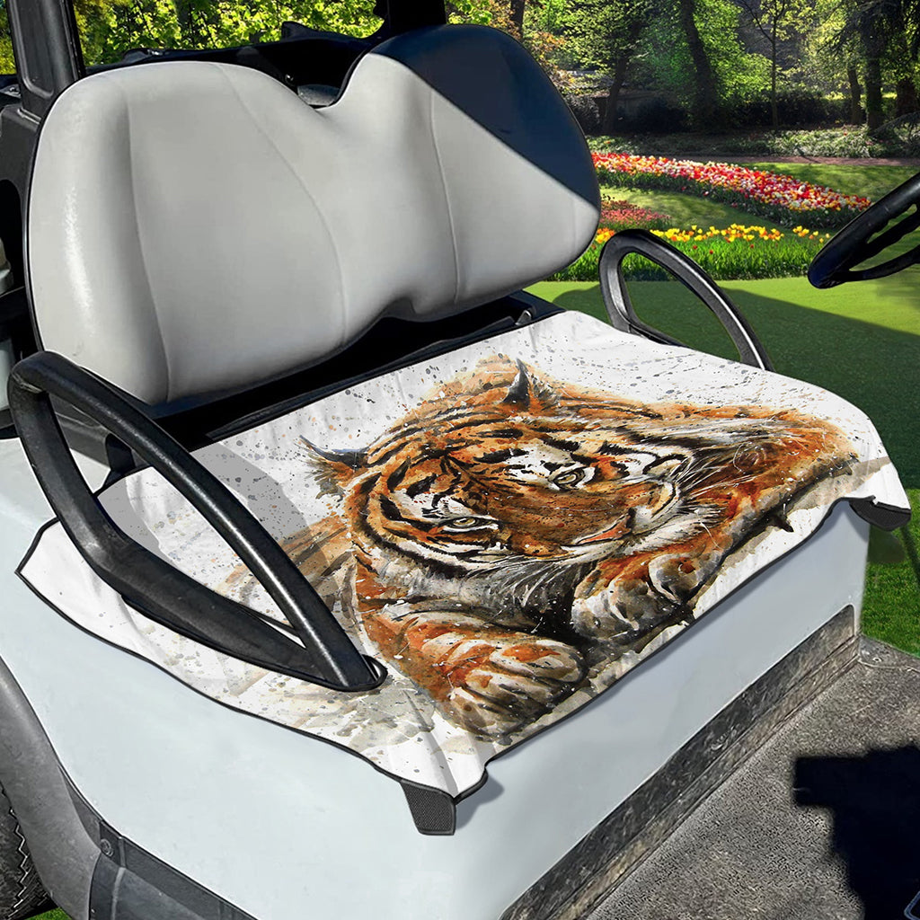 Watercolor Tiger Print Golf Cart Seat Cover