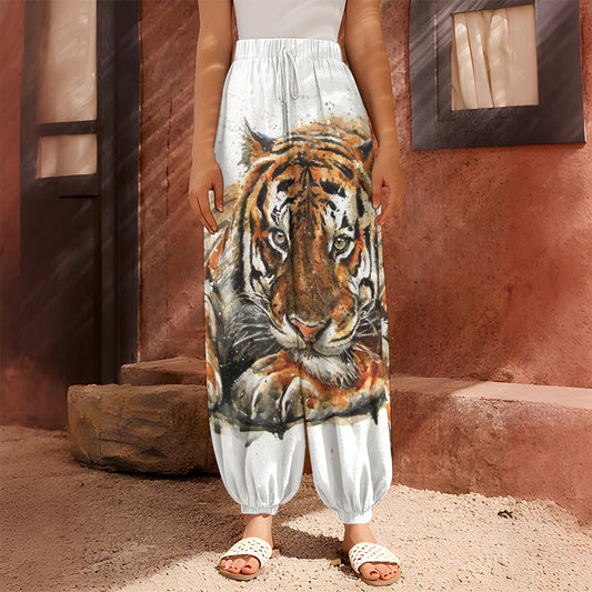 Watercolor Tiger Print Harem Pants