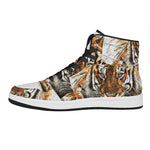 Watercolor Tiger Print High Top Leather Sneakers