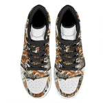 Watercolor Tiger Print High Top Leather Sneakers