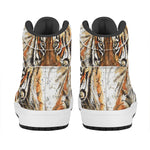 Watercolor Tiger Print High Top Leather Sneakers