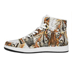 Watercolor Tiger Print High Top Leather Sneakers