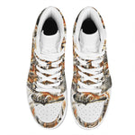 Watercolor Tiger Print High Top Leather Sneakers