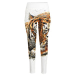 Watercolor Tiger Print High-Waisted Pocket Leggings
