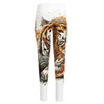 Watercolor Tiger Print High-Waisted Pocket Leggings