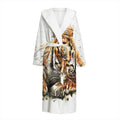 Watercolor Tiger Print Hooded Bathrobe