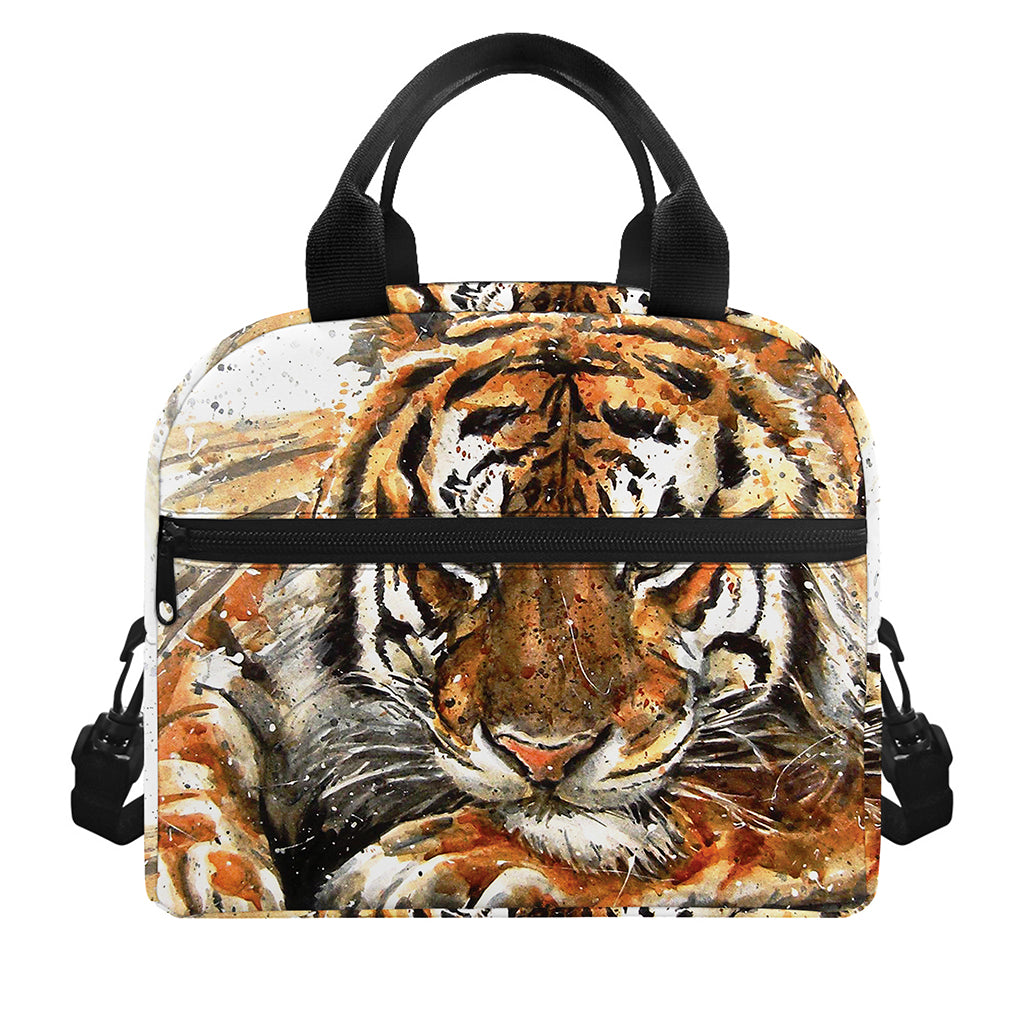 Watercolor Tiger Print Insulated Lunch Bag