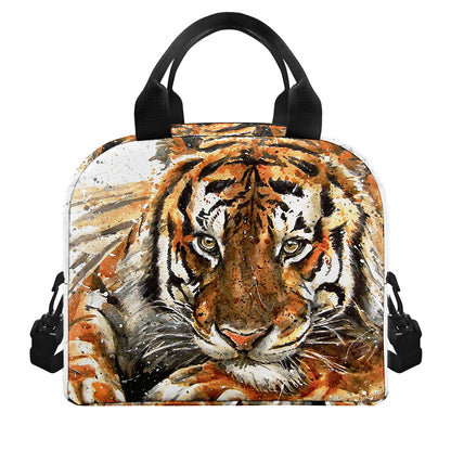 Watercolor Tiger Print Insulated Lunch Bag