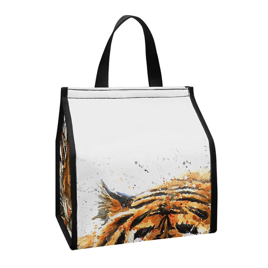 Watercolor Tiger Print Insulated Lunch Tote