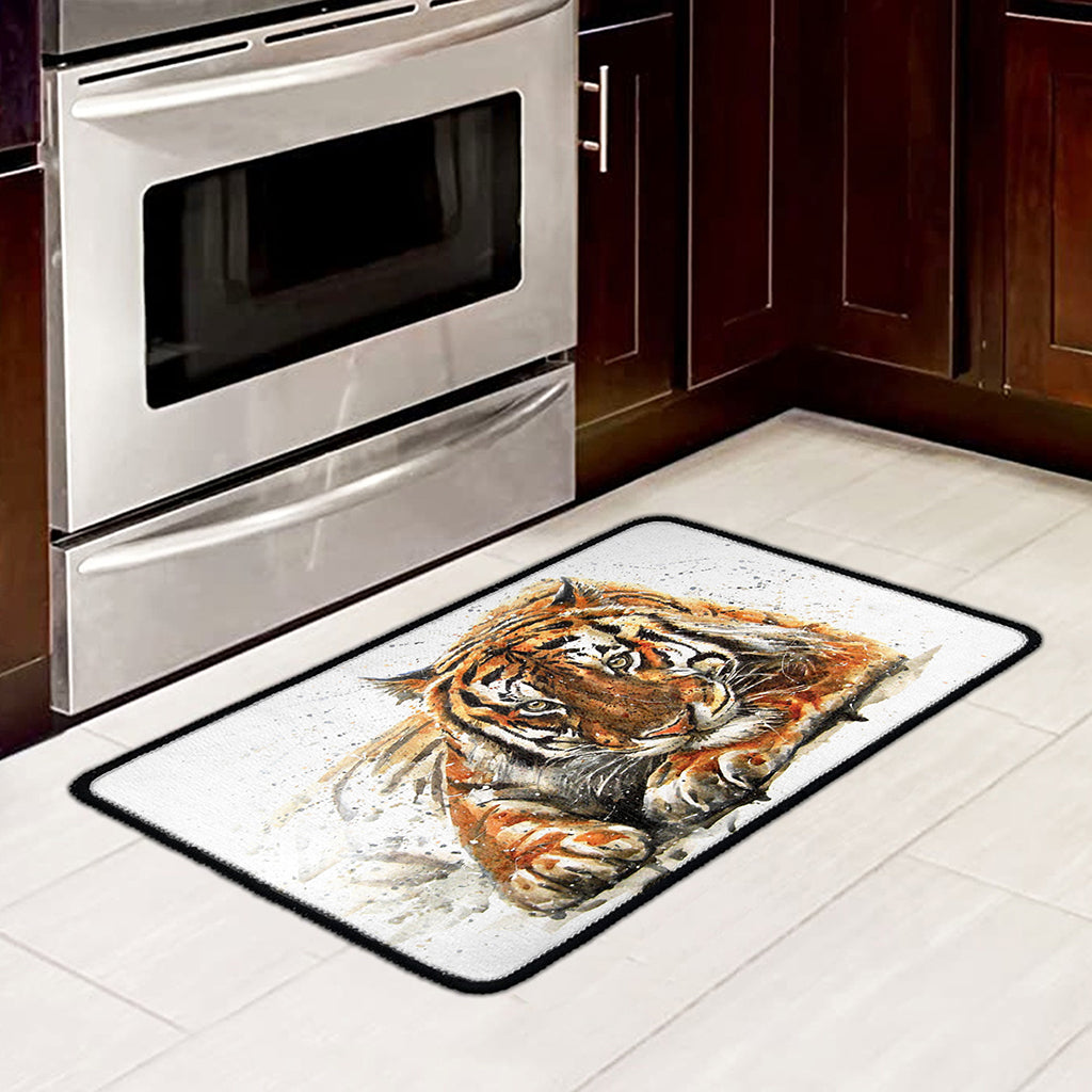Watercolor Tiger Print Kitchen Mat