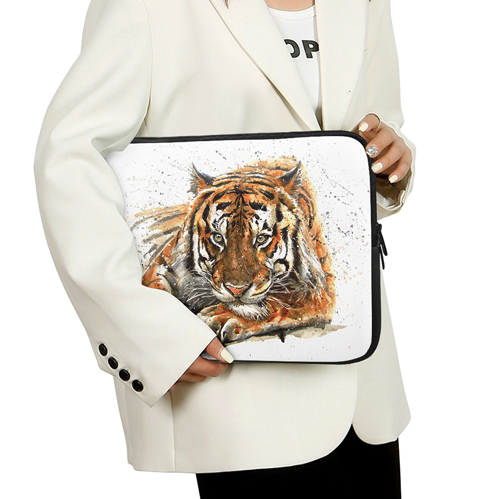 Watercolor Tiger Print Laptop Sleeve