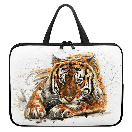 Watercolor Tiger Print Laptop Sleeve With Handle