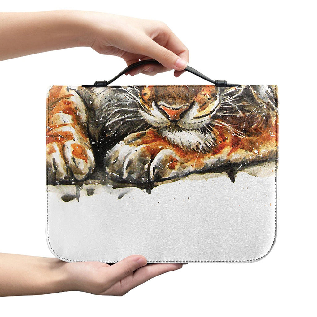 Watercolor Tiger Print Leather Bible Cover
