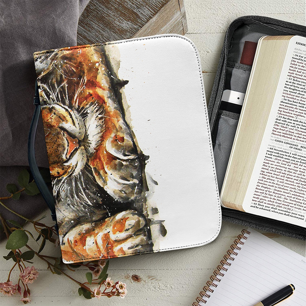 Watercolor Tiger Print Leather Bible Cover