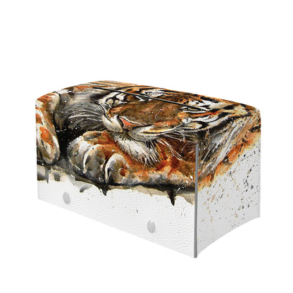 Watercolor Tiger Print Leather Tissue Box Cover