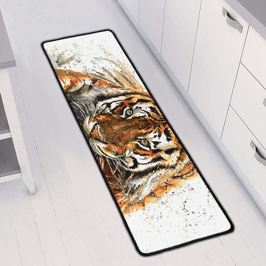 Watercolor Tiger Print Long Kitchen Mat