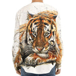 Watercolor Tiger Print Long Sleeve Baseball Jersey