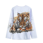 Watercolor Tiger Print Long Sleeve Short Coat