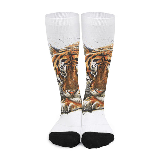 Watercolor Tiger Print Long Socks