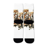 Watercolor Tiger Print Long Socks