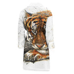 Watercolor Tiger Print Men's Bathrobe