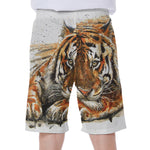 Watercolor Tiger Print Men's Beach Shorts