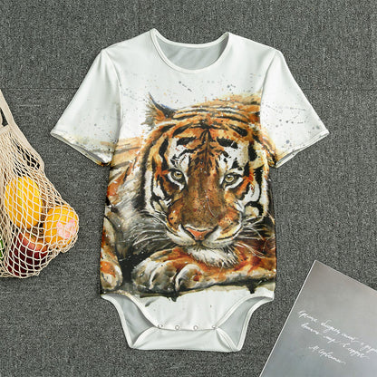 Watercolor Tiger Print Men's Bodysuit