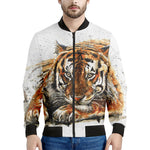 Watercolor Tiger Print Men's Bomber Jacket