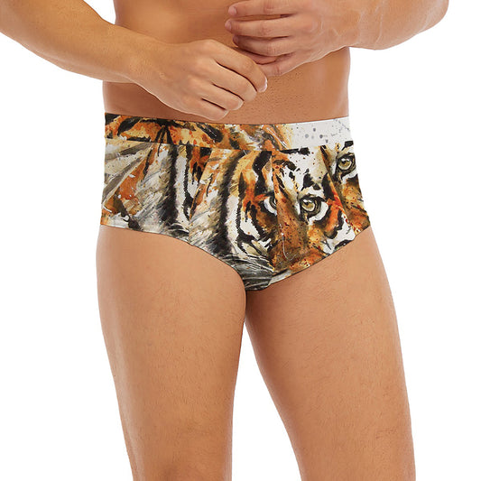 Watercolor Tiger Print Men's Briefs