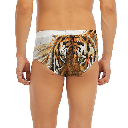 Watercolor Tiger Print Men's Briefs