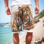 Watercolor Tiger Print Men's Cargo Shorts