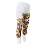 Watercolor Tiger Print Men's Compression Pants