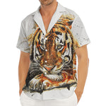 Watercolor Tiger Print Men's Deep V-Neck Shirt