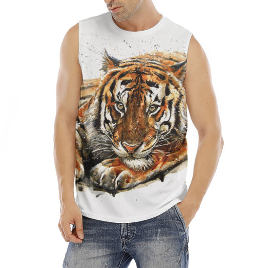 Watercolor Tiger Print Men's Fitness Tank Top