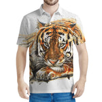 Watercolor Tiger Print Men's Polo Shirt