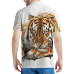 Watercolor Tiger Print Men's Polo Shirt