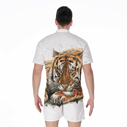 Watercolor Tiger Print Men's Rompers