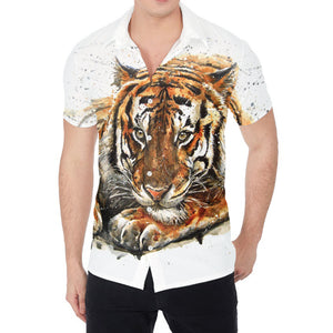 Watercolor Tiger Print Men's Shirt