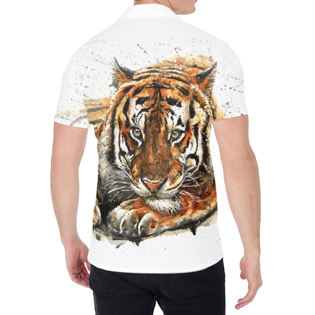 Watercolor Tiger Print Men's Shirt