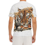 Watercolor Tiger Print Men's Short Sleeve Rash Guard