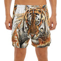 Watercolor Tiger Print Men's Split Running Shorts